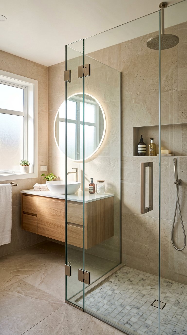 Frameless glass shower door installation
